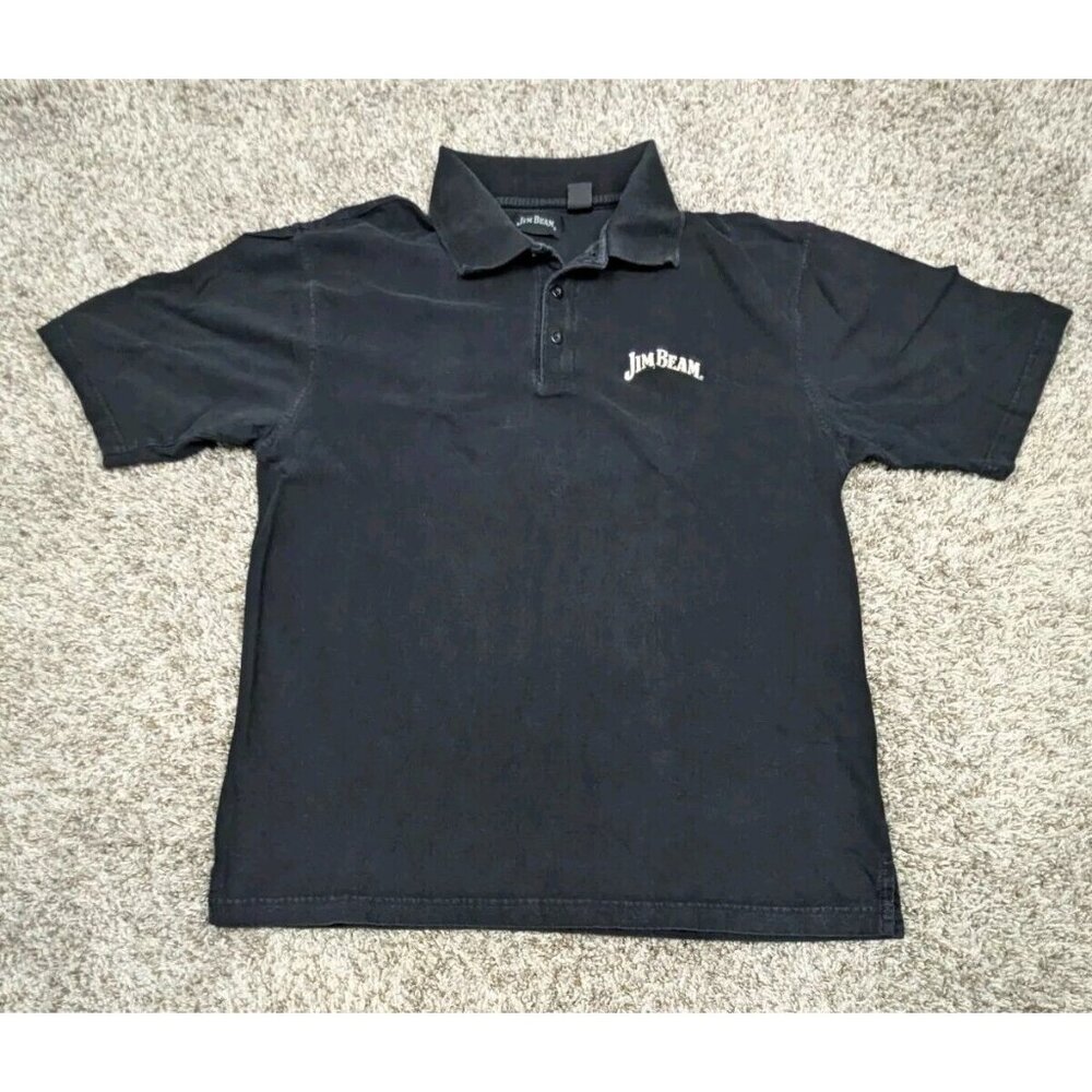Jim Beam Short Sleeve Polo Shirt Mens XL Black 100% Cotton Embroidered Logo